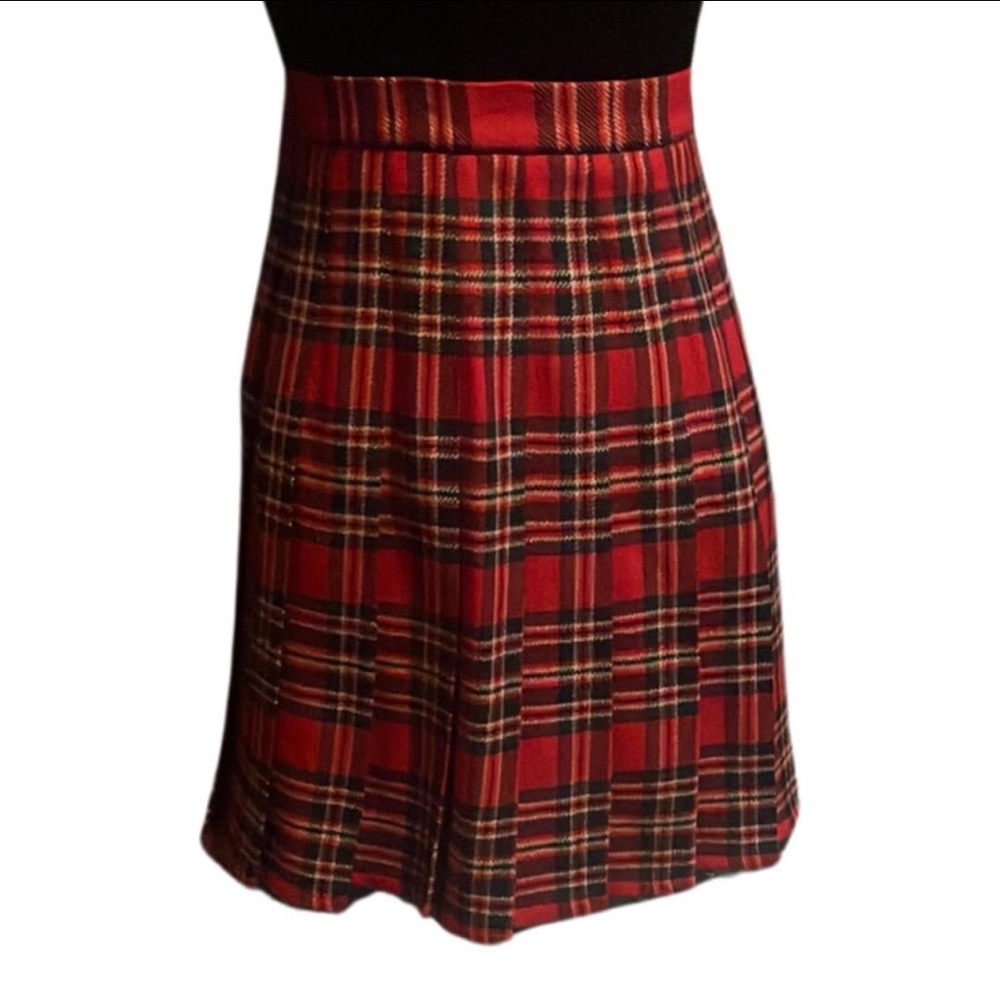Vintage Pleated Plaid Skirt